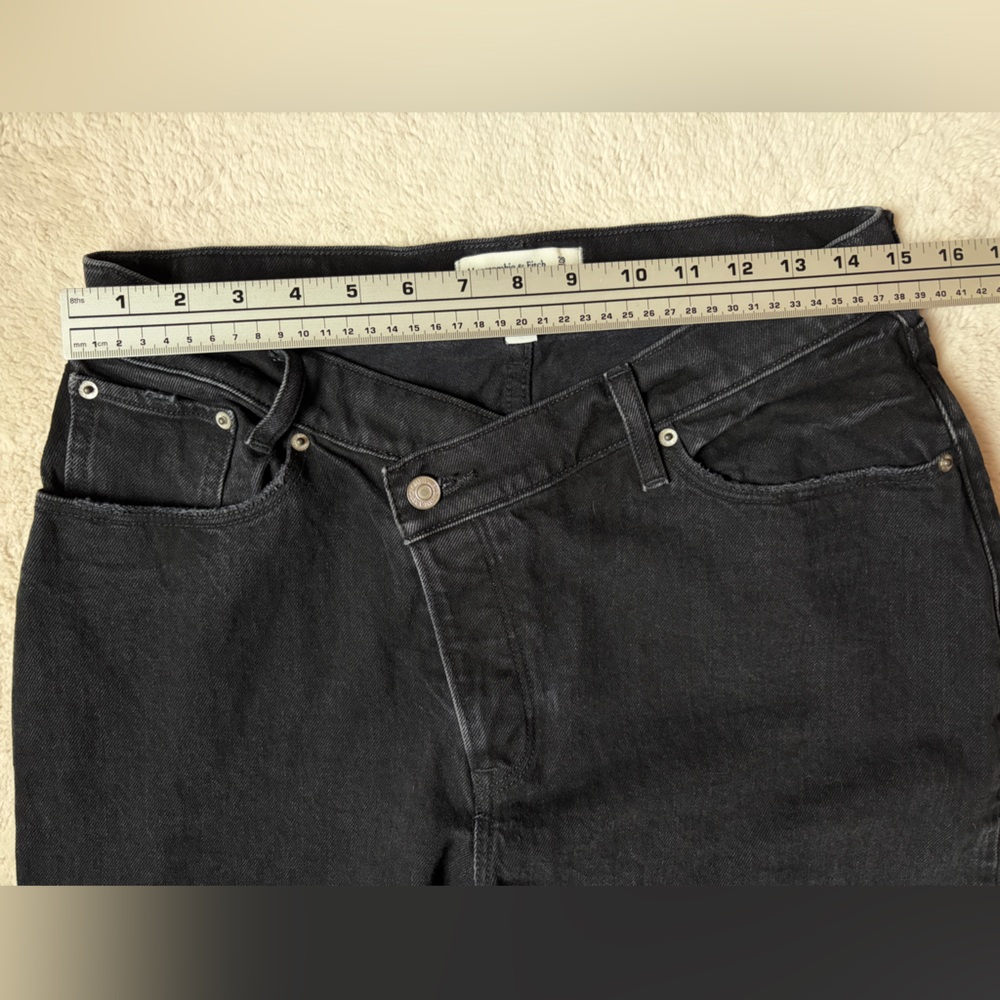 Abercrombie & Fitch Black Denim The Dad Jeans Curve Love High Rise Women Size 8L - Picture 5 of 10
